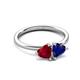 3 - Francesca 1.70 ctw Heart Shape (6.00 mm) Lab Created Ruby & Lab Created Blue Sapphire Toi Et Moi Engagement Ring 