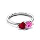 3 - Francesca 1.70 ctw Heart Shape (6.00 mm) Lab Created Ruby & Lab Created Pink Sapphire Toi Et Moi Engagement Ring 