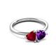 3 - Francesca 1.48 ctw Heart Shape (6.00 mm) Lab Created Ruby & Amethyst Toi Et Moi Engagement Ring 