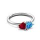 3 - Francesca 1.80 ctw Heart Shape (6.00 mm) Lab Created Ruby & Blue Topaz Toi Et Moi Engagement Ring 
