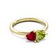 3 - Francesca 1.75 ctw Heart Shape (6.00 mm) Lab Created Ruby & Peridot Toi Et Moi Engagement Ring 