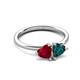 3 - Francesca 1.80 ctw Heart Shape (6.00 mm) Lab Created Ruby & London Blue Topaz Toi Et Moi Engagement Ring 