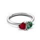 3 - Francesca 1.55 ctw Heart Shape (6.00 mm) Lab Created Ruby & Lab Created Alexandrite Toi Et Moi Engagement Ring 