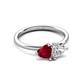 3 - Francesca 1.50 ctw Heart Shape (6.00 mm) Lab Created Ruby & Moissanite Toi Et Moi Engagement Ring 