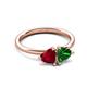 3 - Francesca 1.55 ctw Heart Shape (6.00 mm) Lab Created Ruby & Lab Created Emerald Toi Et Moi Engagement Ring 