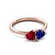 3 - Francesca 1.70 ctw Heart Shape (6.00 mm) Lab Created Ruby & Lab Created Blue Sapphire Toi Et Moi Engagement Ring 