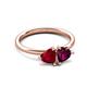 3 - Francesca 1.90 ctw Heart Shape (6.00 mm) Lab Created Ruby & Rhodolite Garnet Toi Et Moi Engagement Ring 