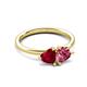 3 - Francesca 1.60 ctw Heart Shape (6.00 mm) Lab Created Ruby & Pink Tourmaline Toi Et Moi Engagement Ring 