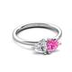3 - Francesca 1.80 ctw Heart Shape (6.00 mm) Lab Created White Sapphire & Lab Created Pink Sapphire Toi Et Moi Engagement Ring 