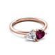 3 - Francesca 2.00 ctw Heart Shape (6.00 mm) Lab Created White Sapphire & Rhodolite Garnet Toi Et Moi Engagement Ring 