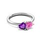 3 - Francesca 1.58 ctw Heart Shape (6.00 mm) Amethyst & Lab Created Pink Sapphire Toi Et Moi Engagement Ring 