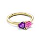 3 - Francesca 1.58 ctw Heart Shape (6.00 mm) Amethyst & Lab Created Pink Sapphire Toi Et Moi Engagement Ring 