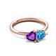 3 - Francesca 1.68 ctw Heart Shape (6.00 mm) Amethyst & Blue Topaz Toi Et Moi Engagement Ring 
