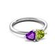 3 - Francesca 1.63 ctw Heart Shape (6.00 mm) Amethyst & Peridot Toi Et Moi Engagement Ring 