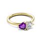 3 - Francesca 1.38 ctw Heart Shape (6.00 mm) Amethyst & Moissanite Toi Et Moi Engagement Ring 