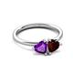 3 - Francesca 1.63 ctw Heart Shape (6.00 mm) Amethyst & Red Garnet Toi Et Moi Engagement Ring 