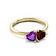 3 - Francesca 1.63 ctw Heart Shape (6.00 mm) Amethyst & Red Garnet Toi Et Moi Engagement Ring 