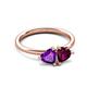 3 - Francesca 1.78 ctw Heart Shape (6.00 mm) Amethyst & Rhodolite Garnet Toi Et Moi Engagement Ring 