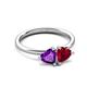 3 - Francesca 1.48 ctw Heart Shape (6.00 mm) Amethyst & Lab Created Ruby Toi Et Moi Engagement Ring 