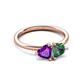 3 - Francesca 1.43 ctw Heart Shape (6.00 mm) Amethyst & Lab Created Alexandrite Toi Et Moi Engagement Ring 