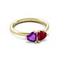 3 - Francesca 1.48 ctw Heart Shape (6.00 mm) Amethyst & Lab Created Ruby Toi Et Moi Engagement Ring 