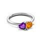 3 - Francesca 1.36 ctw Heart Shape (6.00 mm) Amethyst & Citrine Toi Et Moi Engagement Ring 