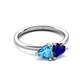 3 - Francesca 1.90 ctw Heart Shape (6.00 mm) Blue Topaz & Lab Created Blue Sapphire Toi Et Moi Engagement Ring 