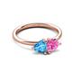 3 - Francesca 1.90 ctw Heart Shape (6.00 mm) Blue Topaz & Lab Created Pink Sapphire Toi Et Moi Engagement Ring 