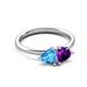 3 - Francesca 1.68 ctw Heart Shape (6.00 mm) Blue Topaz & Amethyst Toi Et Moi Engagement Ring 