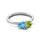 3 - Francesca 1.95 ctw Heart Shape (6.00 mm) Blue Topaz & Peridot Toi Et Moi Engagement Ring 