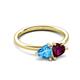 3 - Francesca 2.10 ctw Heart Shape (6.00 mm) Blue Topaz & Rhodolite Garnet Toi Et Moi Engagement Ring 