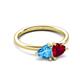 3 - Francesca 1.80 ctw Heart Shape (6.00 mm) Blue Topaz & Lab Created Ruby Toi Et Moi Engagement Ring 