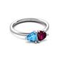 3 - Francesca 2.10 ctw Heart Shape (6.00 mm) Blue Topaz & Rhodolite Garnet Toi Et Moi Engagement Ring 