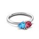 3 - Francesca 1.80 ctw Heart Shape (6.00 mm) Blue Topaz & Pink Tourmaline Toi Et Moi Engagement Ring 