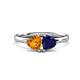 1 - Francesca 1.58 ctw Heart Shape (6.00 mm) Citrine & Lab Created Blue Sapphire Toi Et Moi Engagement Ring 