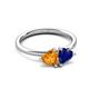3 - Francesca 1.58 ctw Heart Shape (6.00 mm) Citrine & Lab Created Blue Sapphire Toi Et Moi Engagement Ring 