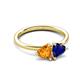 3 - Francesca 1.58 ctw Heart Shape (6.00 mm) Citrine & Lab Created Blue Sapphire Toi Et Moi Engagement Ring 