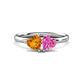 1 - Francesca 1.58 ctw Heart Shape (6.00 mm) Citrine & Lab Created Pink Sapphire Toi Et Moi Engagement Ring 