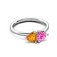 3 - Francesca 1.58 ctw Heart Shape (6.00 mm) Citrine & Lab Created Pink Sapphire Toi Et Moi Engagement Ring 