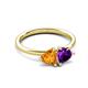 3 - Francesca 1.36 ctw Heart Shape (6.00 mm) Citrine & Amethyst Toi Et Moi Engagement Ring 