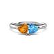 1 - Francesca 1.68 ctw Heart Shape (6.00 mm) Citrine & Blue Topaz Toi Et Moi Engagement Ring 