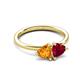 3 - Francesca 1.48 ctw Heart Shape (6.00 mm) Citrine & Lab Created Ruby Toi Et Moi Engagement Ring 