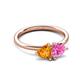 3 - Francesca 1.58 ctw Heart Shape (6.00 mm) Citrine & Lab Created Pink Sapphire Toi Et Moi Engagement Ring 