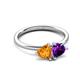 3 - Francesca 1.36 ctw Heart Shape (6.00 mm) Citrine & Amethyst Toi Et Moi Engagement Ring 