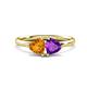 1 - Francesca 1.36 ctw Heart Shape (6.00 mm) Citrine & Amethyst Toi Et Moi Engagement Ring 