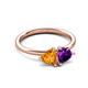 3 - Francesca 1.36 ctw Heart Shape (6.00 mm) Citrine & Amethyst Toi Et Moi Engagement Ring 