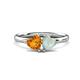 1 - Francesca 1.13 ctw Heart Shape (6.00 mm) Citrine & Opal Toi Et Moi Engagement Ring 