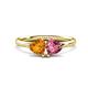 1 - Francesca 1.48 ctw Heart Shape (6.00 mm) Citrine & Pink Tourmaline Toi Et Moi Engagement Ring 