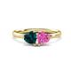1 - Francesca 1.90 ctw Heart Shape (6.00 mm) London Blue Topaz & Lab Created Pink Sapphire Toi Et Moi Engagement Ring 