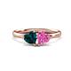 1 - Francesca 1.90 ctw Heart Shape (6.00 mm) London Blue Topaz & Lab Created Pink Sapphire Toi Et Moi Engagement Ring 